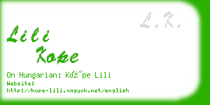 lili kope business card